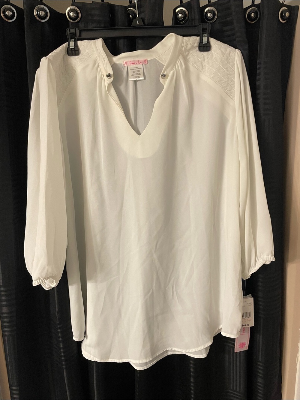 Chiffon Split-Neck Blouse - Off White